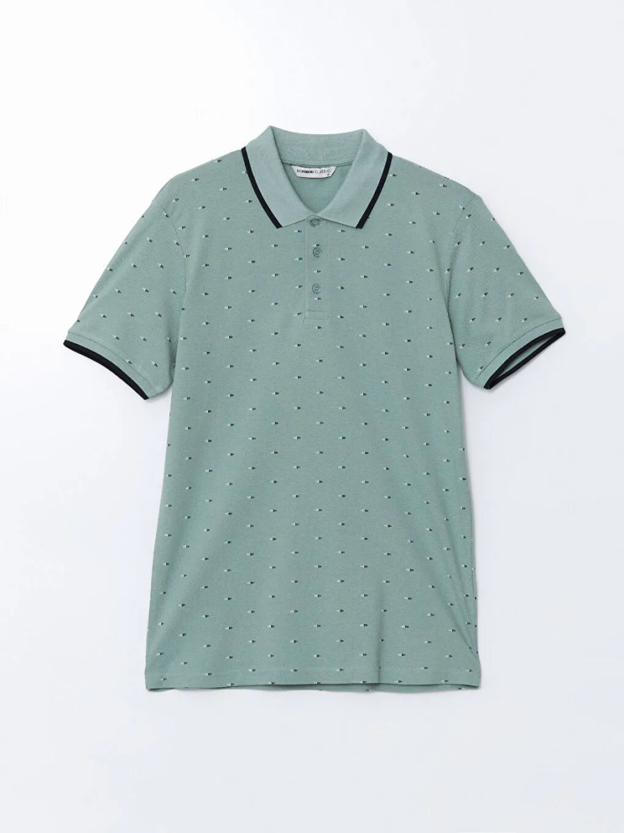 LC WAIKIKI Polo Neck Short Sleeve Patterned Pike Men's T-shirt - Smgarment's