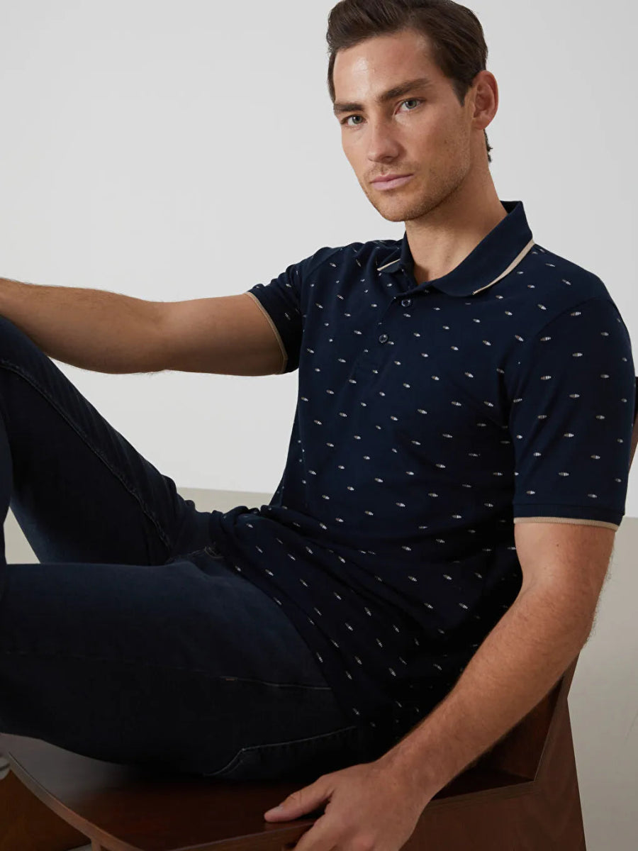 LC WAIKIKI Polo Neck Short Sleeve Patterned Pike Men's T-shirt - Smgarment's