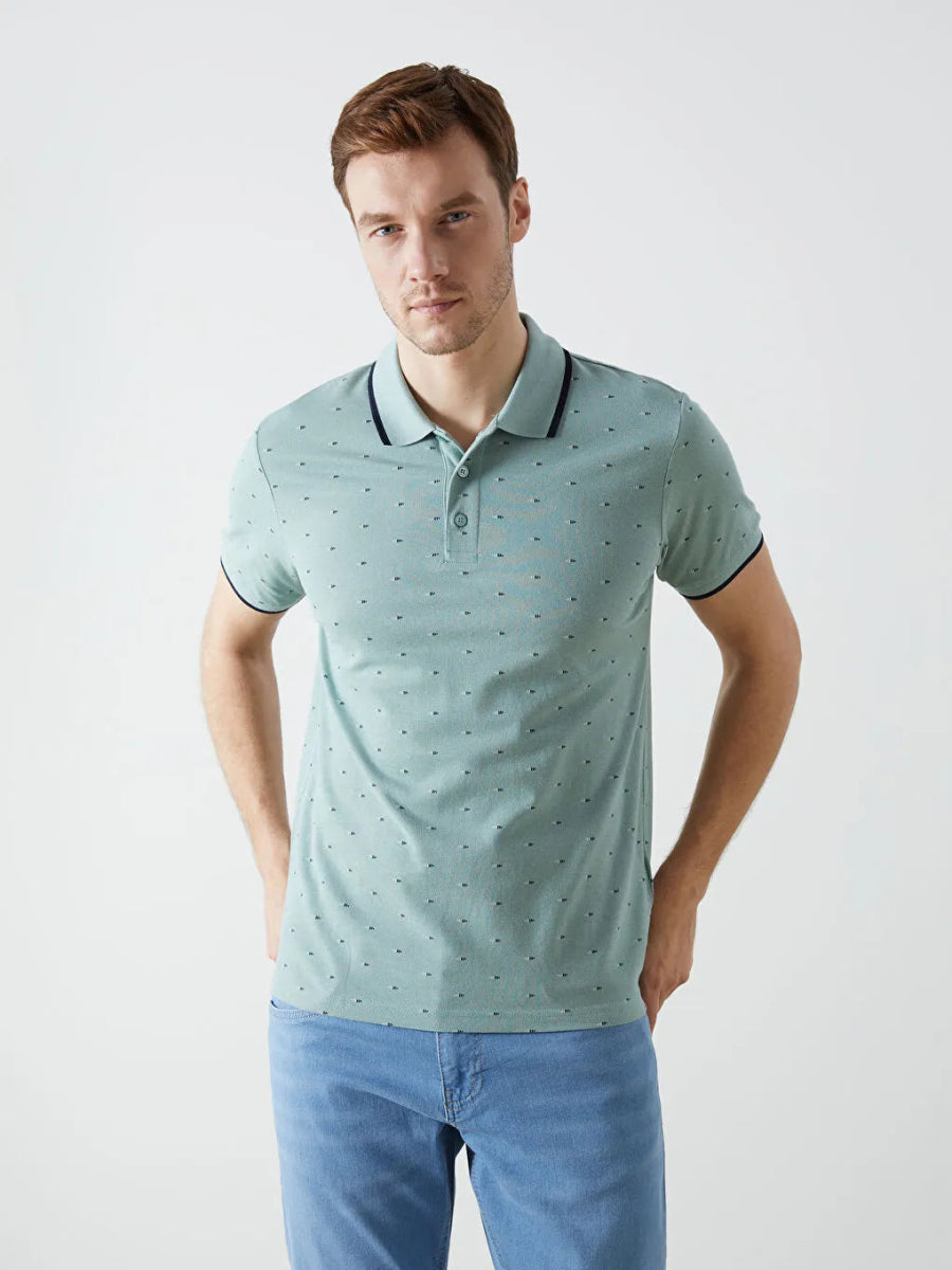 LC WAIKIKI Polo Neck Short Sleeve Patterned Pike Men's T-shirt - Smgarment's