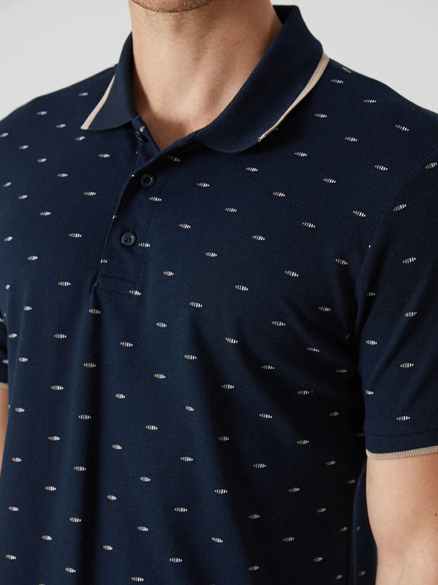 LC WAIKIKI Polo Neck Short Sleeve Patterned Pike Men's T-shirt - Smgarment's