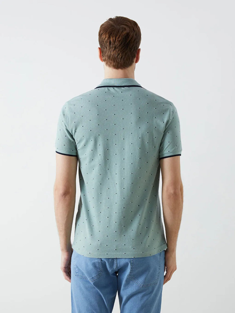 LC WAIKIKI Polo Neck Short Sleeve Patterned Pike Men's T-shirt - Smgarment's