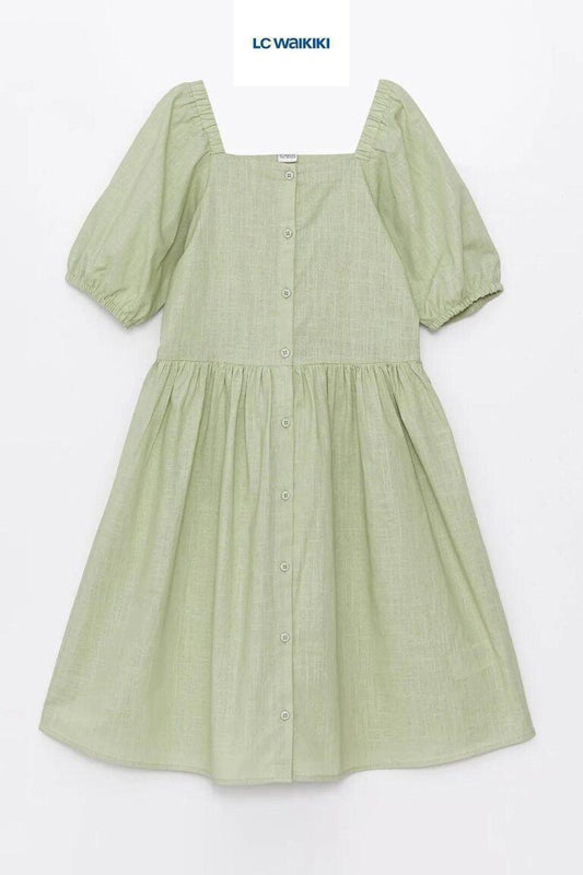 LCW Kids Square Neck Girls Dress - SMgarment's