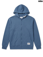 Lefties Boys Heathered Slate Blue Full-Zip Fleece Hoodie with Woven Patch Detail| SM GARMENTS