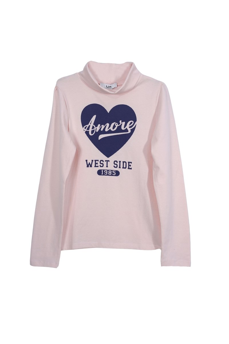 LH GIRLS TURTLENECK PRINTED LONG SLEEVES GRAPHIC TEE - Smgarment's