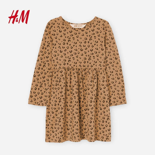 LIGHT BROWN LEOPARD PRINTED DRESS - SMgarment's