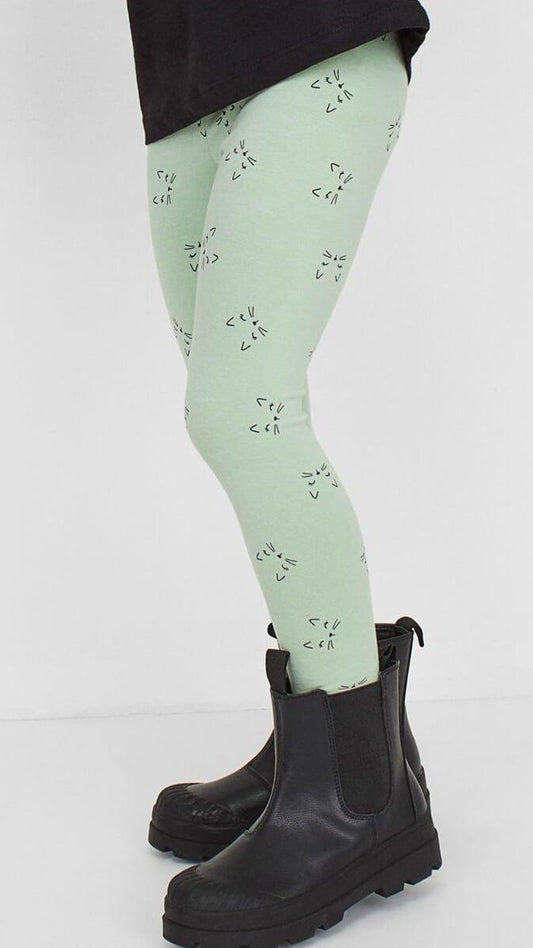 LIGHT GREEN CATS LEGGINGS - SMgarment's