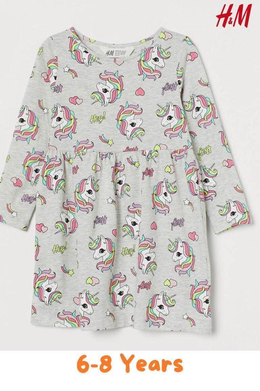 LIGHT GREY UNICORNS DRESS - SMgarment's