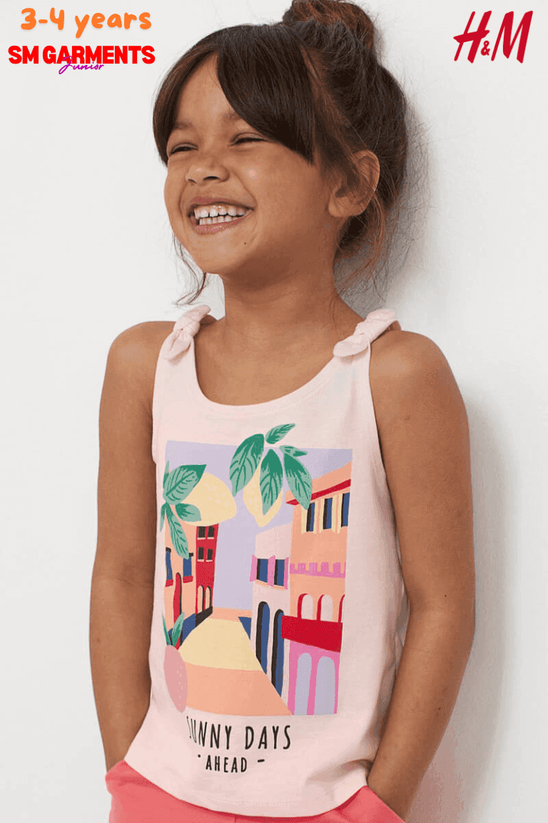 LIGHT PINK SUNNY DAYS PRINTED TANK TOP - SMgarment's