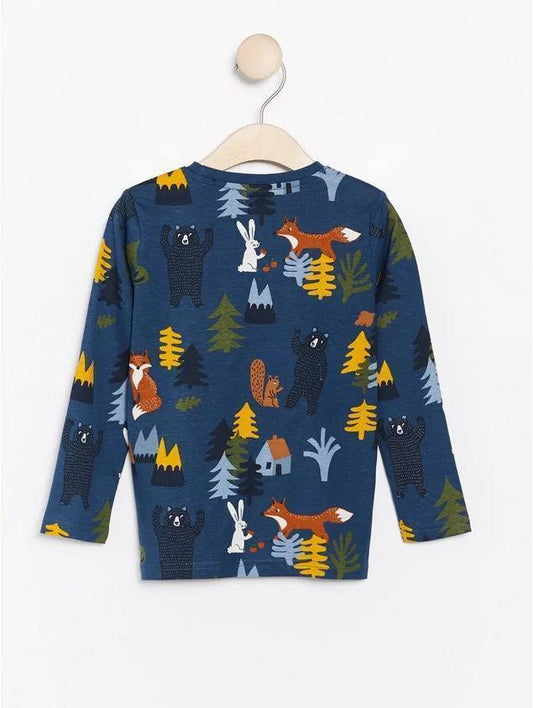 LINDEX Blue Top With Forest Animal Print - SMgarment's