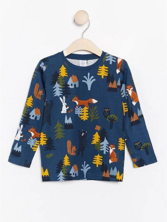 LINDEX Blue Top With Forest Animal Print - SMgarment's