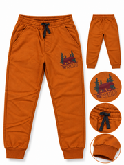 Boys Into the Wild rust orange joggers front back detail product image