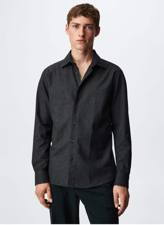 MNG MENS SLIM FIT CHECK SHIRT