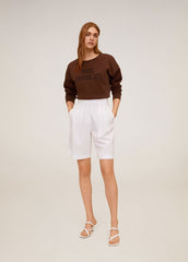 MNG WOMEN EMBROIDED MESSAGE CROPPED SWEATSHIRT