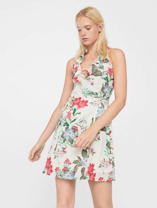 MANGO Floral Pattern Wrap Dress - Smgarment's