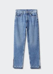 Mango High - rise straight jeans with slits - Smgarment's