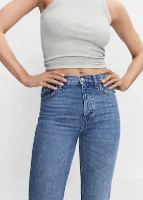 Mango High - rise straight jeans with slits - Smgarment's