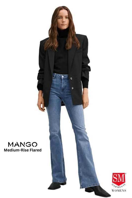 MANGO Medium - Rise Flared Jeans - Smgarment's