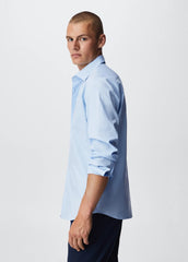 MANGO Slim Fit Stretch Cotton Shirt SKY BLUE - SMgarment's