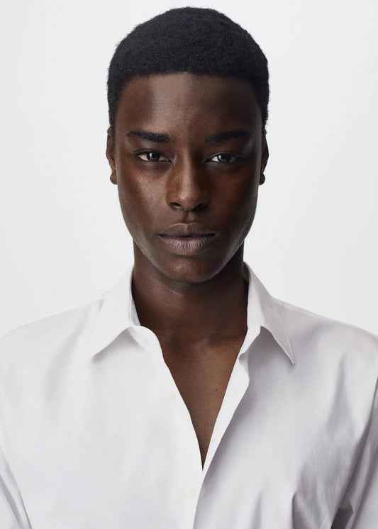 MANGO Slim Fit Stretch Cotton Shirt WHITE - SMgarment's