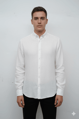 MARF MENS COMFORT FIT LINEN SHIRT OFF WHITE - Smgarment's