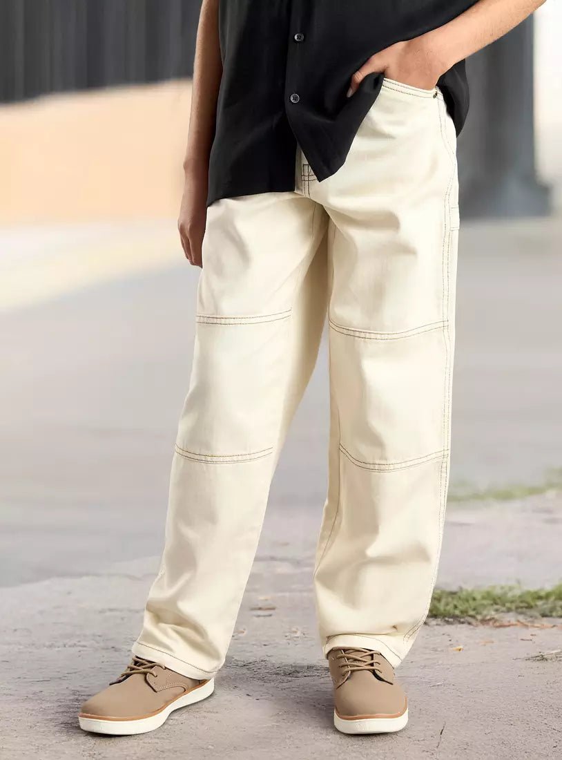 MAX Plain Wide Leg Twill Cotton Pants - Smgarment's
