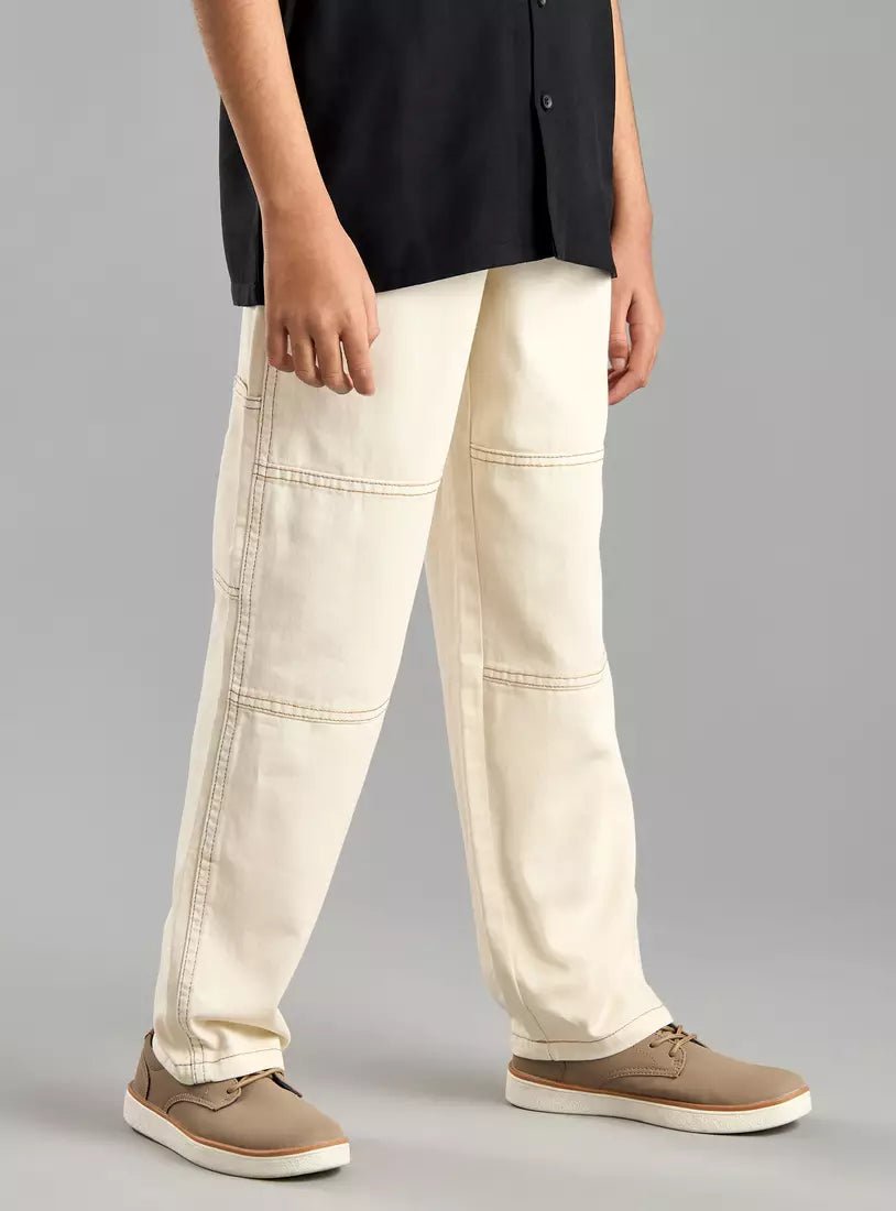 MAX Plain Wide Leg Twill Cotton Pants - Smgarment's