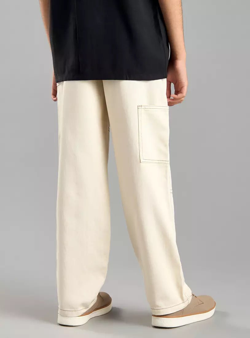 MAX Plain Wide Leg Twill Cotton Pants - Smgarment's