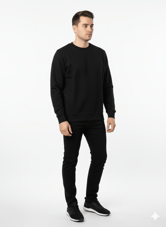MENS BASIC BLACK SWEATSHIRT - Smgarment's