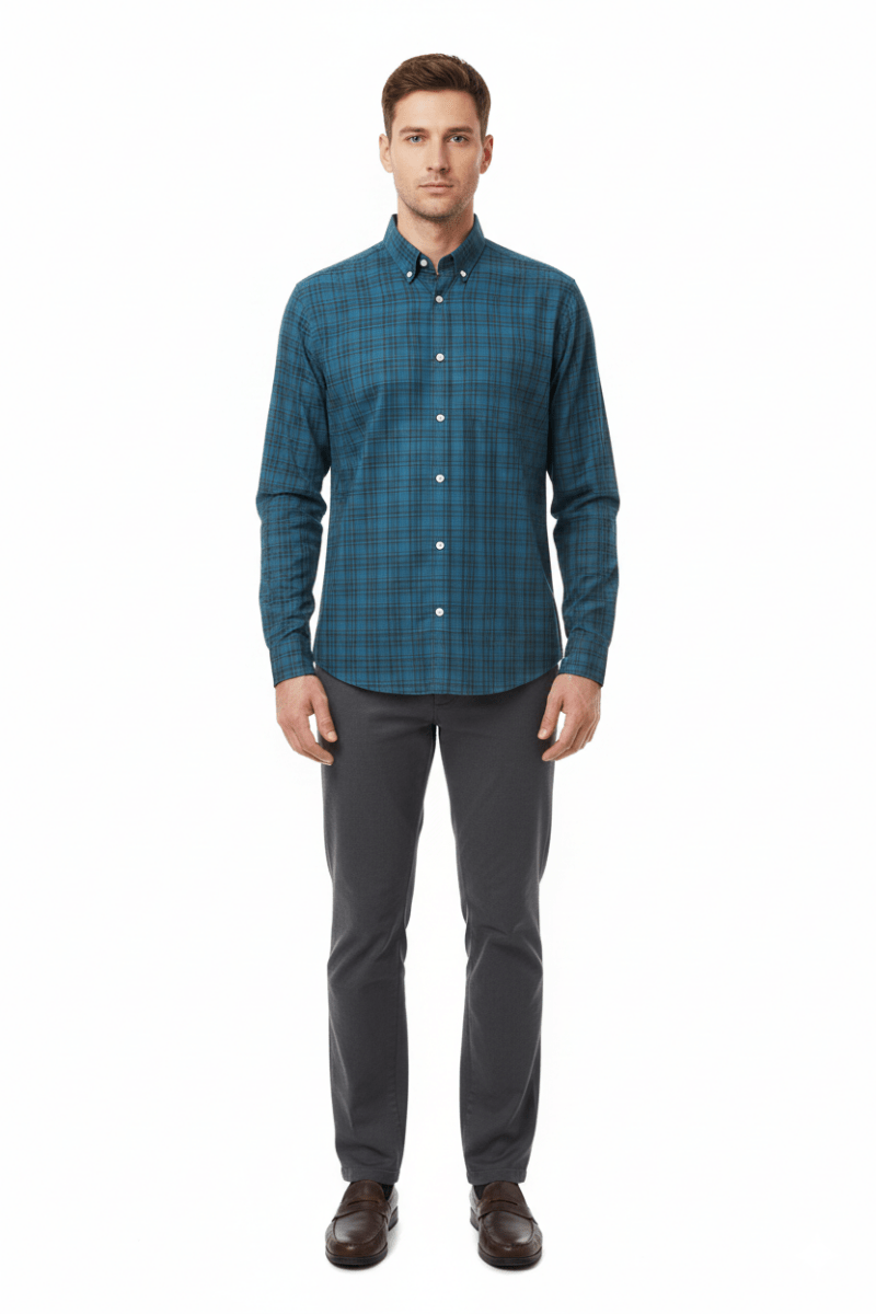 MENS Checked Poplin Regular Fit Shirt - Smgarment's