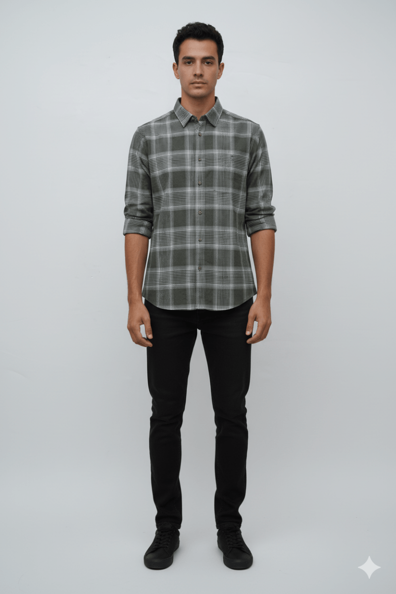 MENS CHECKERED FLANNEL SHIRT SLIM FIT - Smgarment's