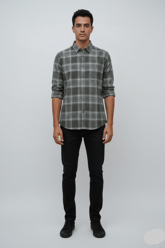 MENS CHECKERED FLANNEL SHIRT SLIM FIT - Smgarment's