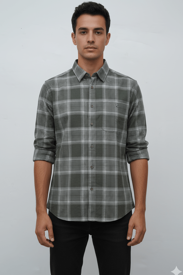 MENS CHECKERED FLANNEL SHIRT SLIM FIT - Smgarment's