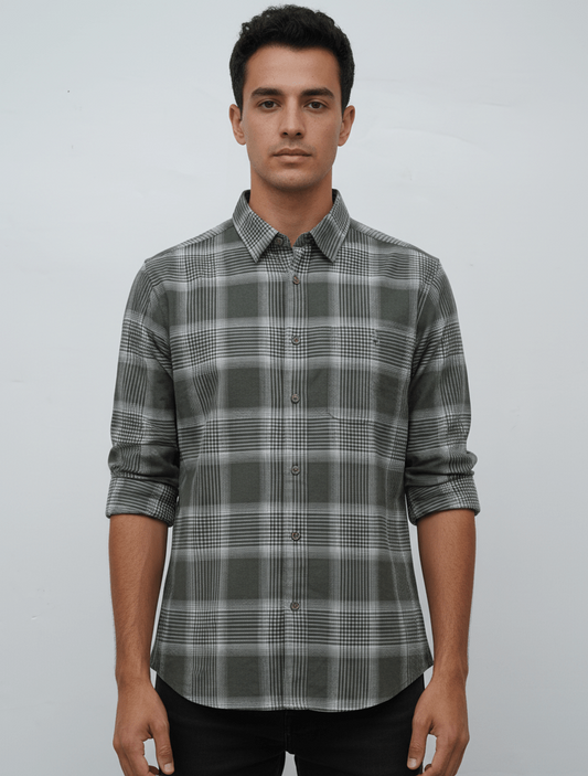 MENS CHECKERED FLANNEL SHIRT SLIM FIT - Smgarment's