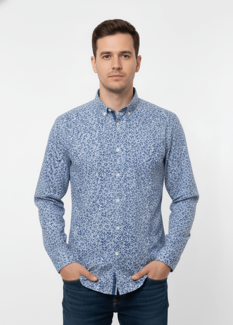 MENS FLORAL PRINTED SLIM FIT SHIRT - Smgarment's