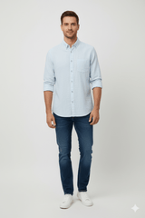 MENS SKY BLUE LINEN SLIM FIT SHIRT - Smgarment's