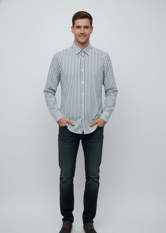 MENS STRIPED REGULAR FIT SHIRT - Smgarment's