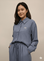 Mid - Blue Relaxed Linen Suit - Smgarment's
