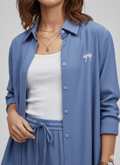 Mid - Blue Relaxed Linen Suit - Smgarment's