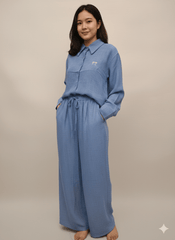 Mid - Blue Relaxed Linen Suit - Smgarment's
