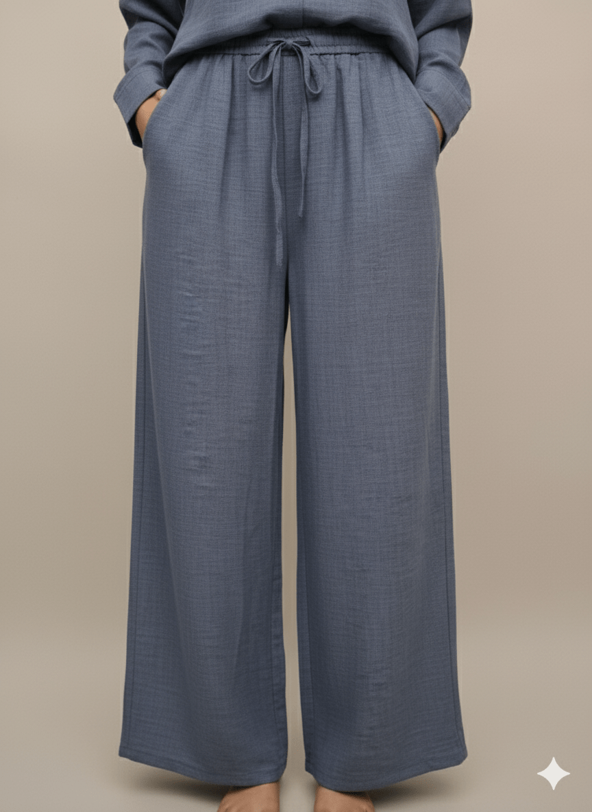 Mid - Blue Relaxed Linen Suit - Smgarment's