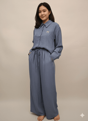 Mid - Blue Relaxed Linen Suit - Smgarment's