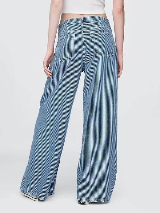 Mid Rise UltraSoft Denim Stripe Baggy Jeans - Smgarment's