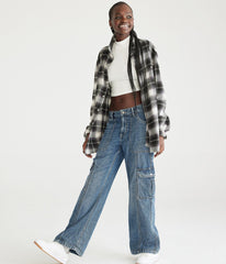 Mid - rise wide leg utility cargo jean - SMgarment's