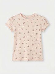 NAME IT Girls Textured Floral Printed Tee