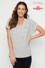 MILLERS EXTENDED SLEEVE STRIPE T - SHIRT - SMgarment's