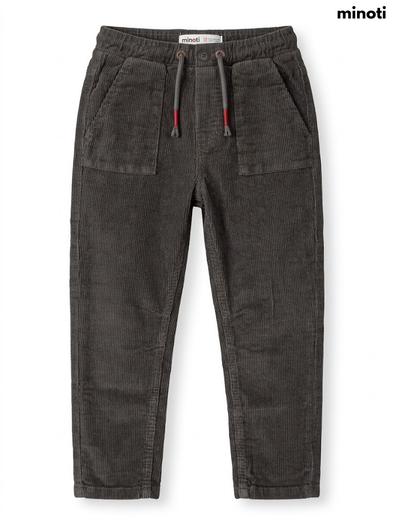 Minoti Boys' Dark Charcoal Grey Corduroy Patch Pocket Trousers| SM GARMENTS