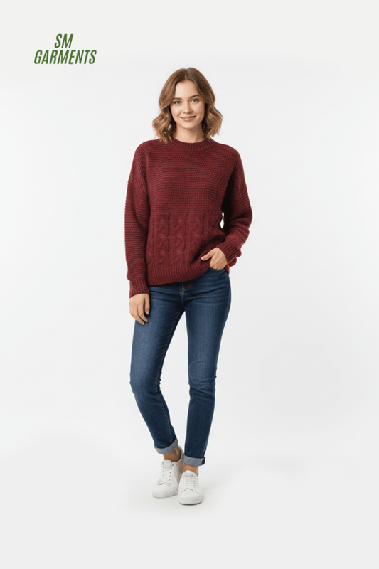 MR PRICE BURGUNDY CREW KNIT - Smgarment's