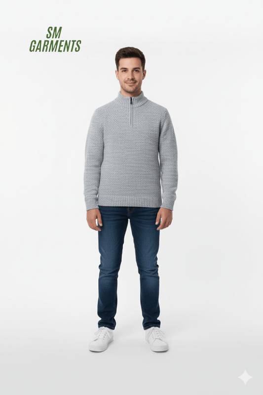 MR PRICE&nbsp;Men's Textured Knit Quarter - Zip Mock Neck Sweat Shirt - Smgarment's