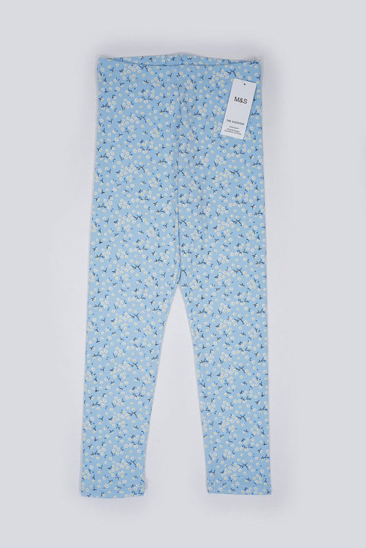 M&S Girls’ Blue Daisy Print Leggings - Smgarment's