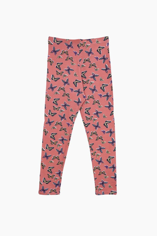 M&S Girls' Butterfly Print Leggings – Coral Pink - Smgarment's